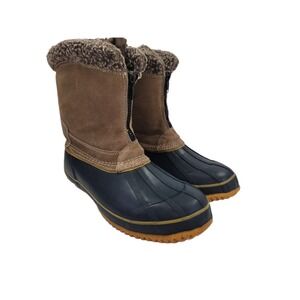 Itasca Thermolite Women's Carrie Blue/Brown Leather Winter Duck Boots Size 9 M